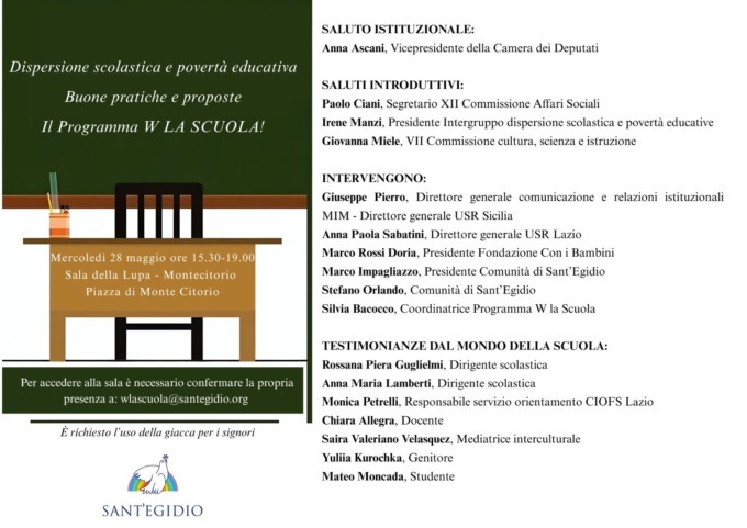 Dispersione scolastica, incontro a Palazzo Montecitorio