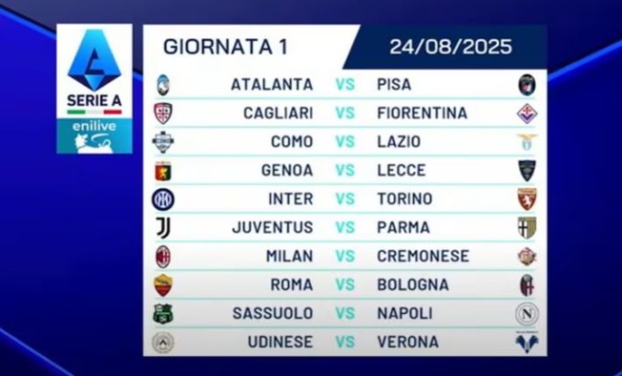 Il calendario della Serie A, il derby Lazio-Roma alla 4ª giornata