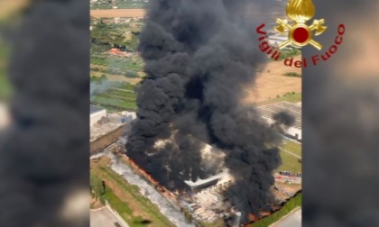 Incendio nello stabilimento CEVA logistics. Le immagini