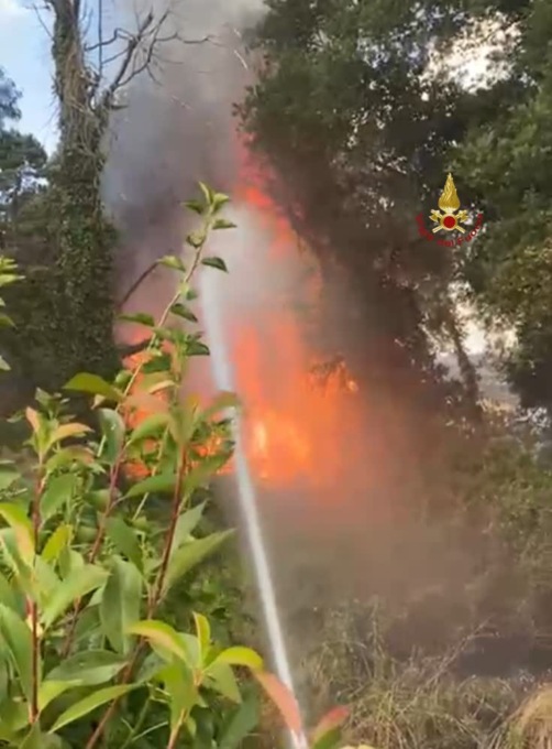 Incendio di sterpaglie, evacuati 8 appartamenti. Paura ma nessun ferito