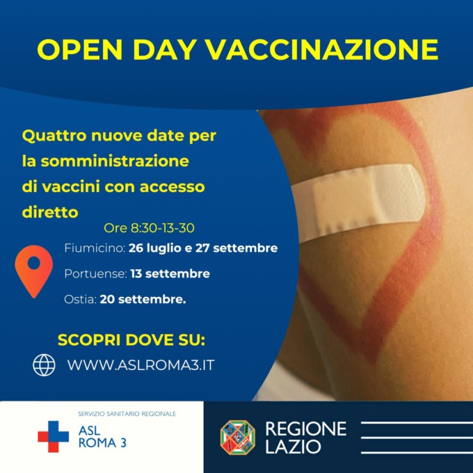 Asl Roma 3, quattro Open Day nei centri vaccinali