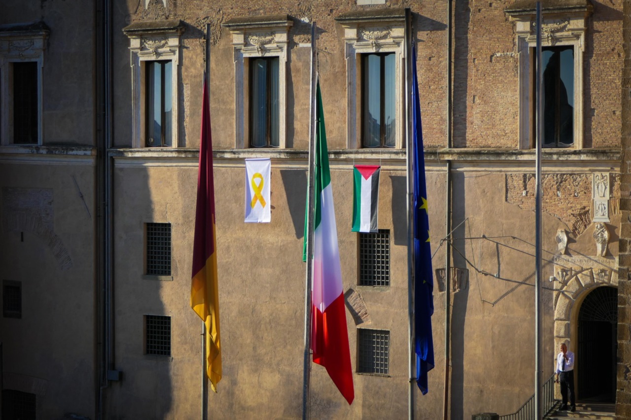 Esposta in Campidoglio la bandiera della Palestina