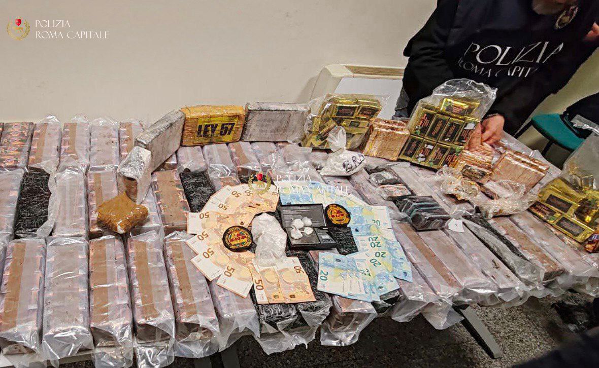 Due quintali di droga destinati allo spaccio nella Capitale, un arresto