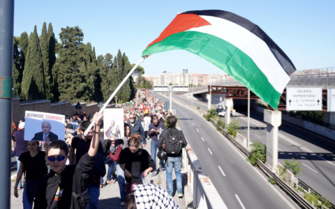 La Capitale invasa dal corteo per Gaza e Flotilla:”In 300 mila”