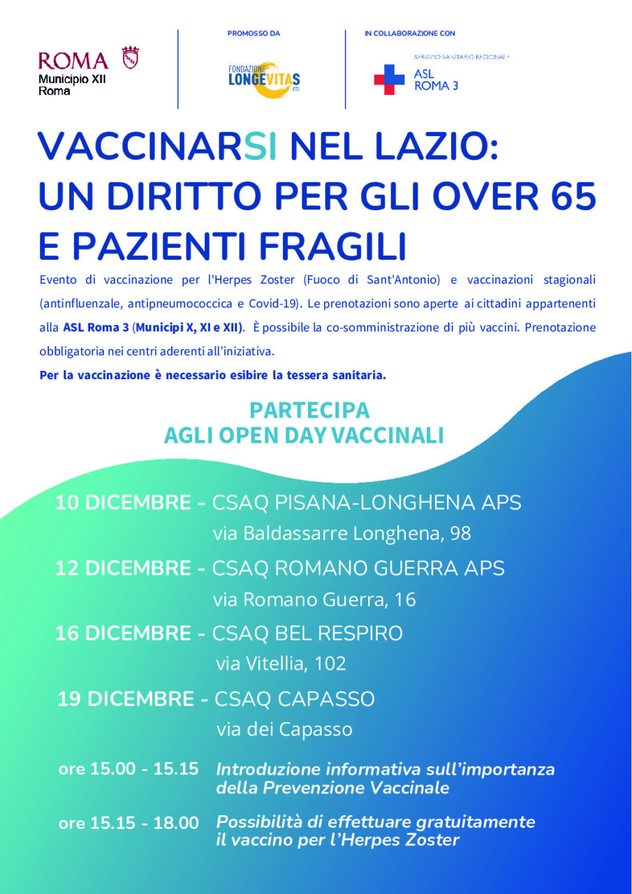 Al via PRE-VIA: il progetto di prevenzione vaccinale per gli over 65 nel Municipio XII