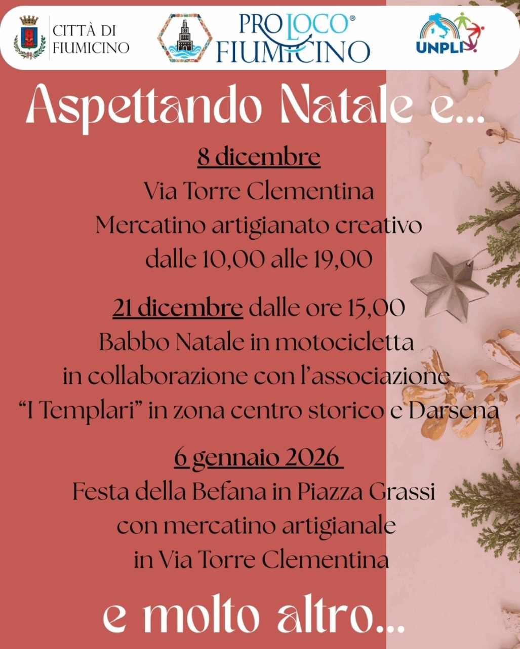 La Pro Loco di Fiumicino presenta “Aspettando il Natale e…”