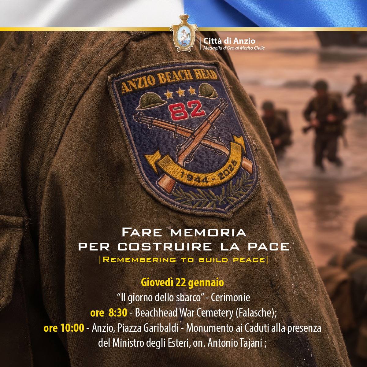 Sbarco, le cerimonie in programma. Il 22 sarà presente il ministro Tajani