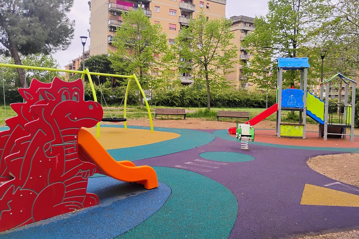 Parco Campagna, terminati i lavori nuova area ludica