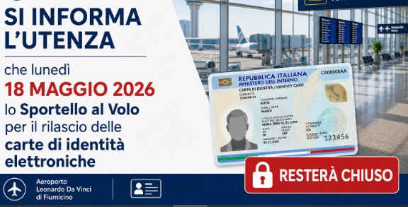 Chiuso lo sportello al Volo per il rilascio delle carte di identità elettroniche