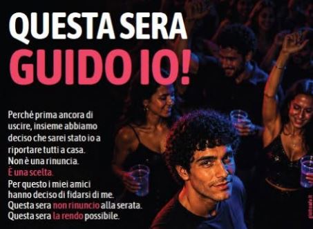 Sicurezza stradale, al via la campagna “Questa sera guido io”
